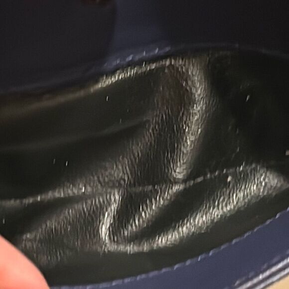 Bottega Veneta Double Zipper Foldover Clutch Wallet Navy Blue Woven Leather - Picture 13 of 14